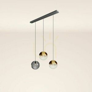 s.luce Orb 3 égős függőlámpa arany-füst üveg fekete sín 120 cm Ø30 cm small 15