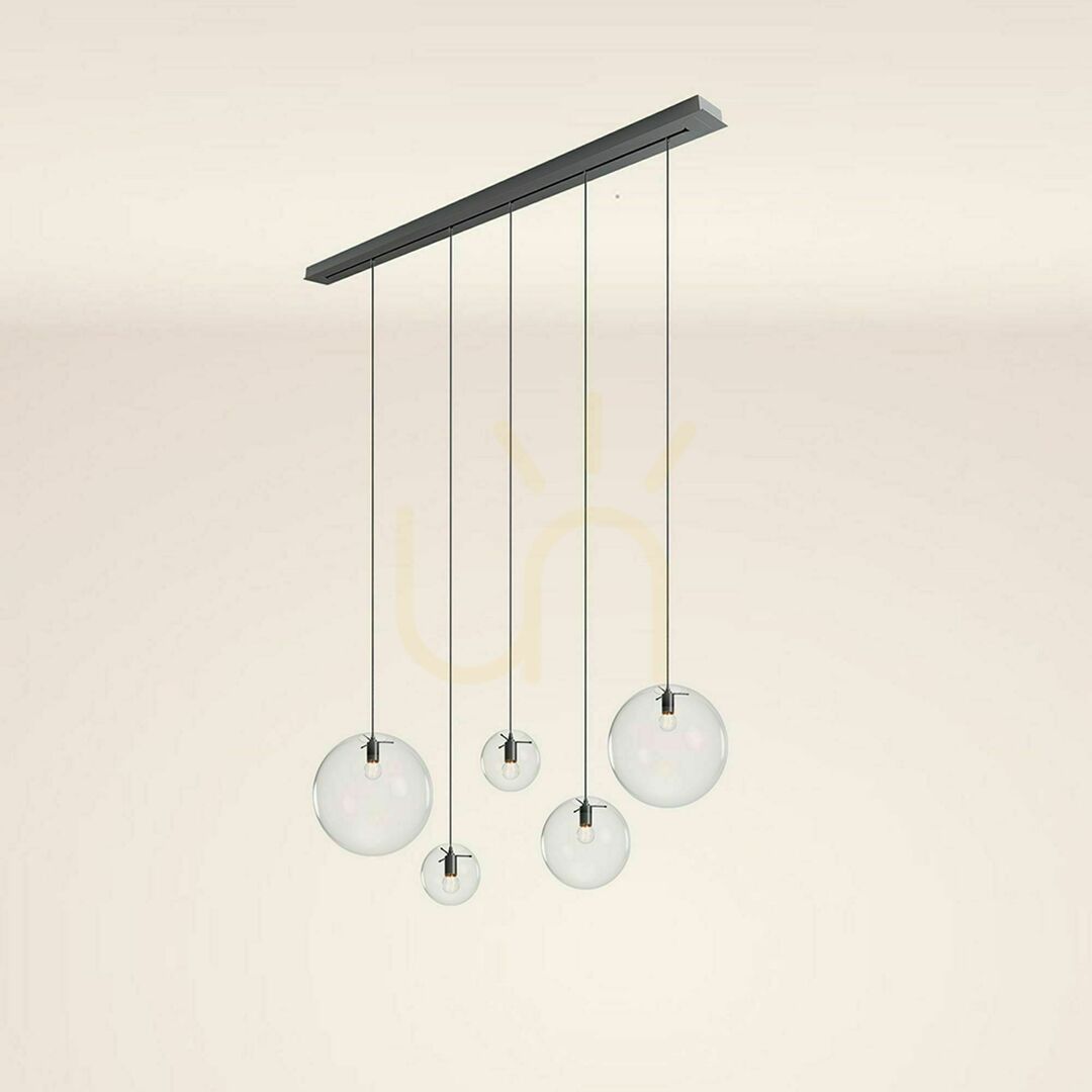 Előnézet Csillár s.luce Orb 5-lámpás függőlámpa üveg-fém, E27, dimmelhető, étkezőbe Csillár s.luce Orb 5-lámpás függőlámpa üveg-fém, E27, dimmelhető, étkezőbe