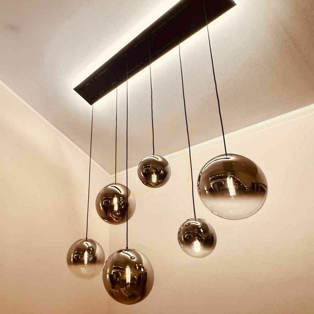 Előnézet Csillár s.luce Orb 5-lámpás aranysárga üveg függőlámpa étkezőasztalhoz Csillár s.luce Orb 5-lámpás aranysárga üveg függőlámpa étkezőasztalhoz