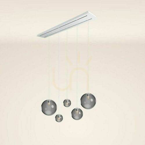 Jelölje be s.luce Orb 5-ös függeszték lámpa füstös üveg, 2 soros, 160 cm