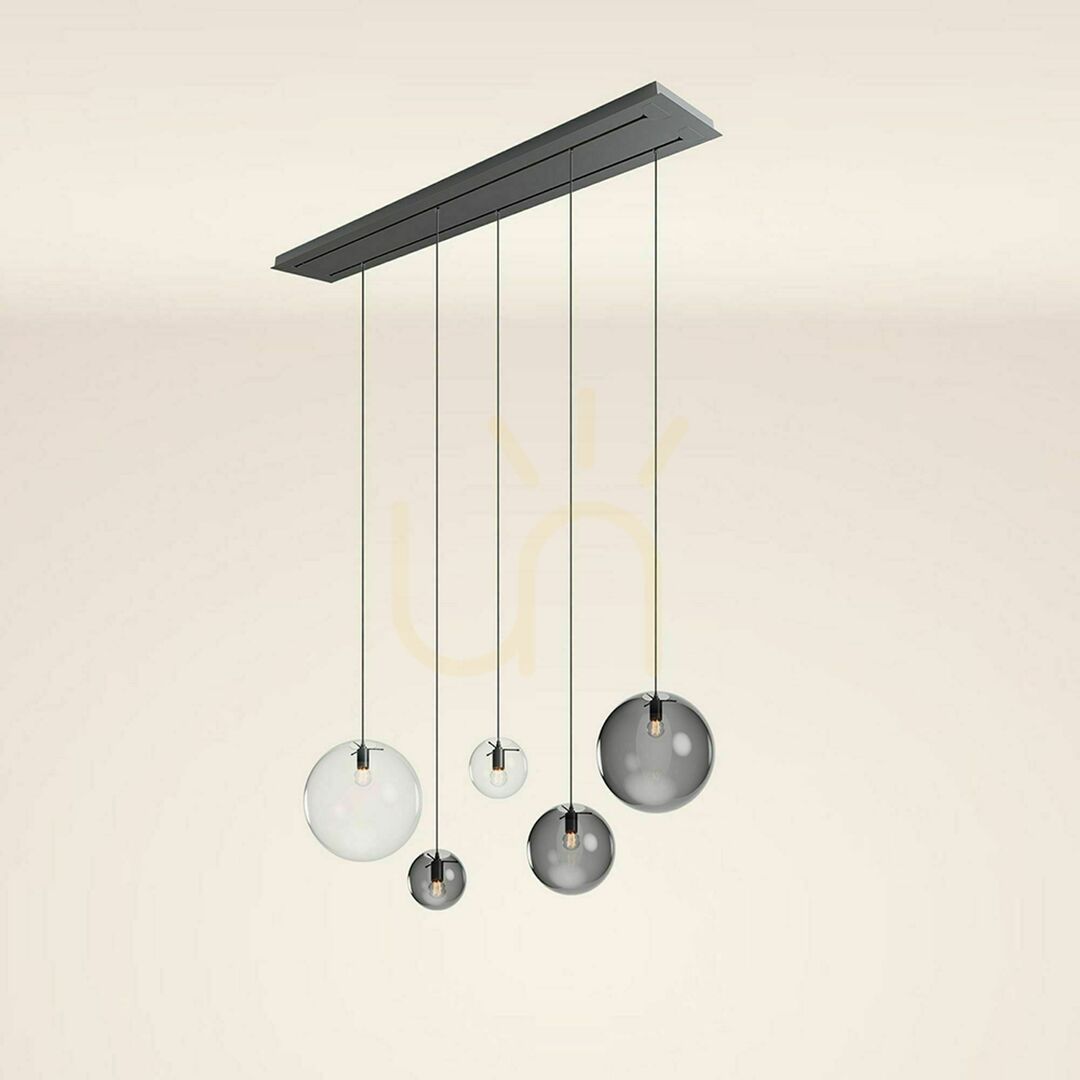 Kilátás Csillár s.luce Orb 5-ös függeszték füstös üveg E27, 160 cm Csillár s.luce Orb 5-ös függeszték füstös üveg E27, 160 cm