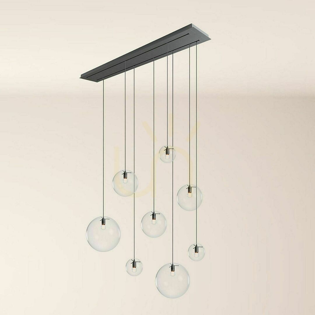 Kilátás s.luce Orb 8 karos réz üveg csillár, 160 cm, 2 soros s.luce Orb 8 karos réz üveg csillár, 160 cm, 2 soros
