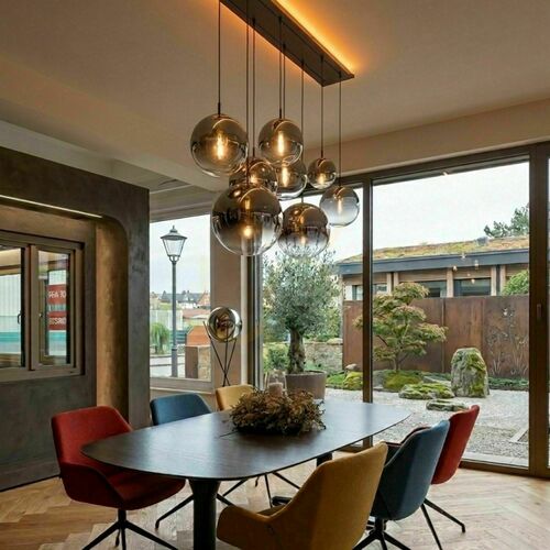 Jelölje be s.luce Orb 8 karos függeszték, füstös üveg, E27, 2 soros, 160 cm