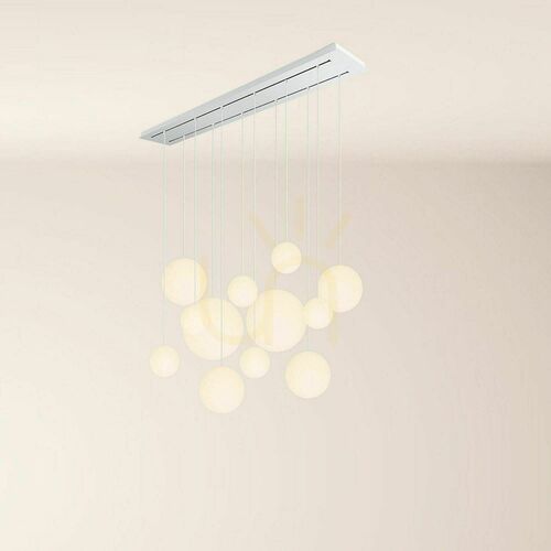 Jelölje be Csillár s.luce Orb 12 izzós fehér üveg étkezői lámpa, 160 cm, 2 sor