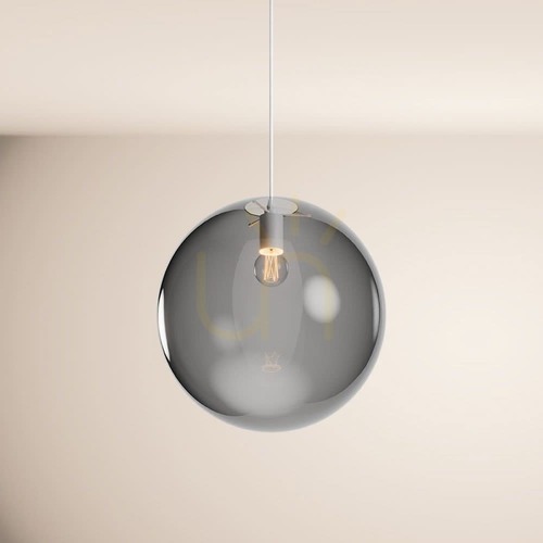 Jelölje be s.luce Orb függőlámpa, füstüveg gömb Ø 40 cm, fehér felfüggesztés 150 cm, E27
