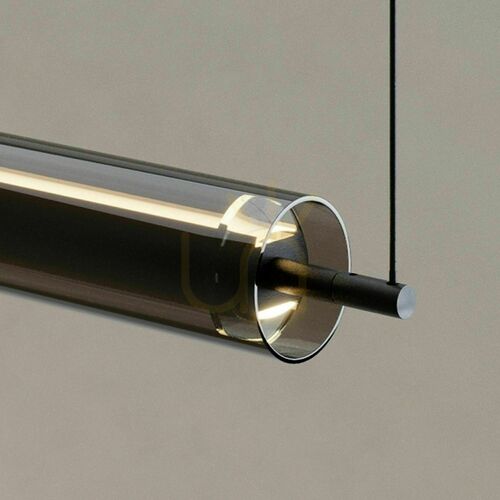 Jelölje be s.luce Ranya 160 cm-es LED függőlámpa, füstszínű üveg, fekete lámpatest