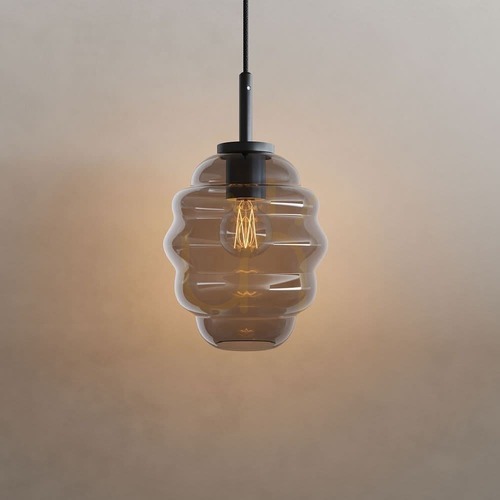 Jelölje be Függőlámpa s.luce Echos füstös üveg, E27, 18 cm, modern