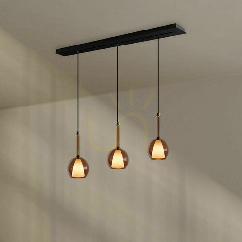 Jelölje be Csillár s.luce Belluna 3-lámpás barna üveg-fém függőlámpa 120 cm