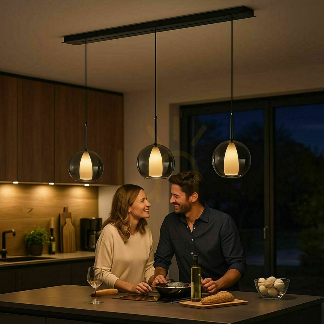 Jelölje be Belluna 3-lámpás függőlámpa füstös üveg, s.luce, E14, 120 cm Belluna 3-lámpás függőlámpa füstös üveg, s.luce, E14, 120 cm