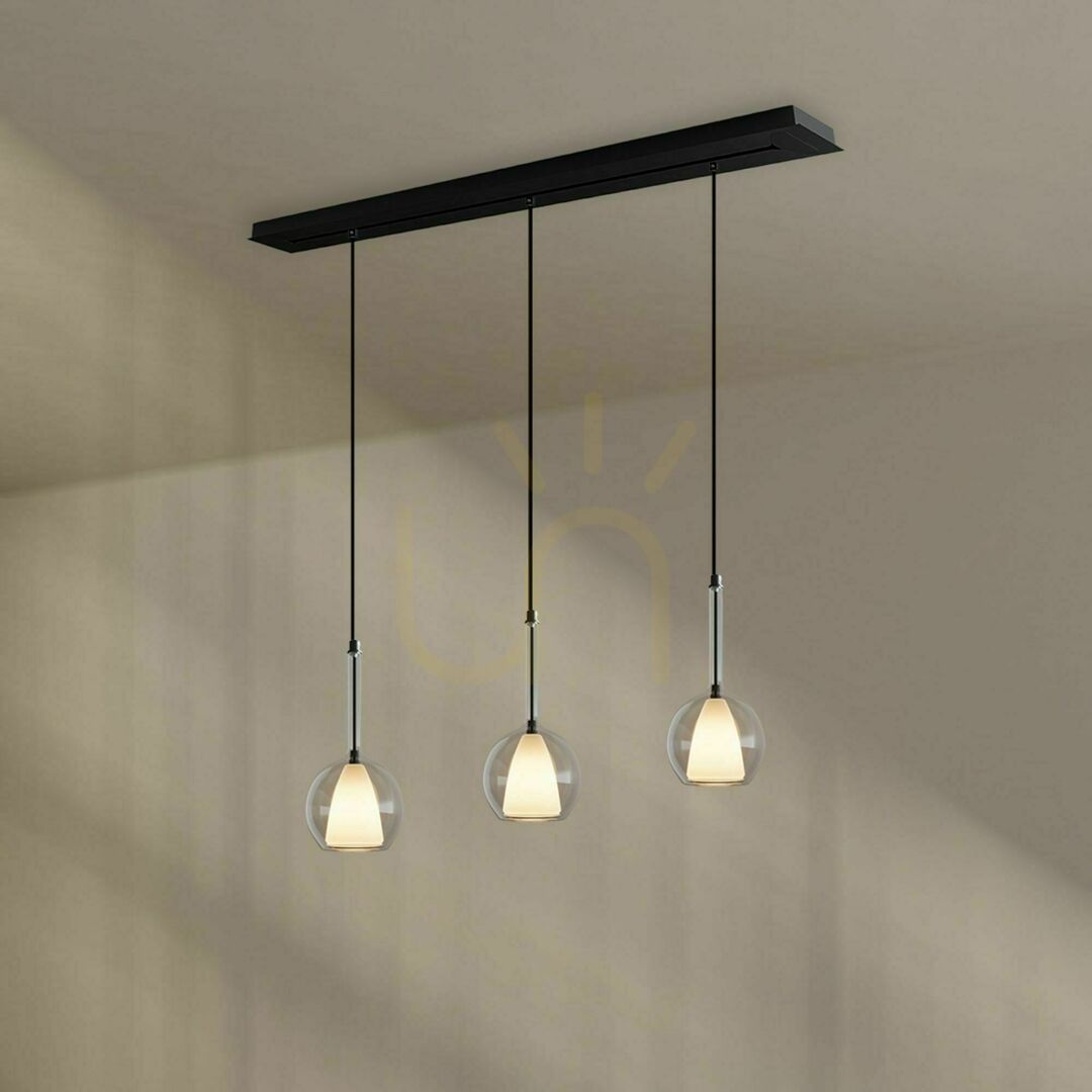 Kijelző Csillár s.luce Belluna 3-lámpás üvegfüggőlámpa átlátszó, 120 cm Csillár s.luce Belluna 3-lámpás üvegfüggőlámpa átlátszó, 120 cm
