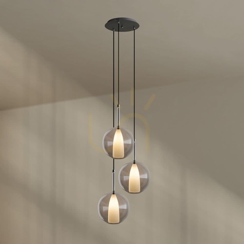 Jelölje be s.luce Belluna 3-égős üveg csillár, átlátszó, Ø40 cm, E27, dimmelhető