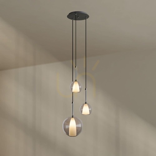 Jelölje be s.luce Belluna 3-égős átlátszó üveg mennyezeti lámpa Ø40 cm