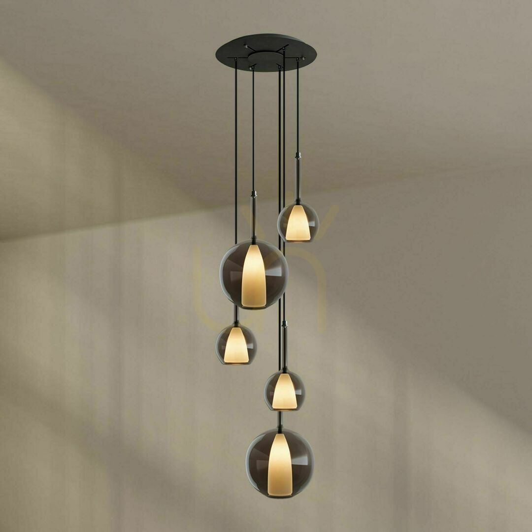 Kijelző Csillár s.luce Belluna 5-lámpás üveg galérialámpa Ø60 cm Csillár s.luce Belluna 5-lámpás üveg galérialámpa Ø60 cm