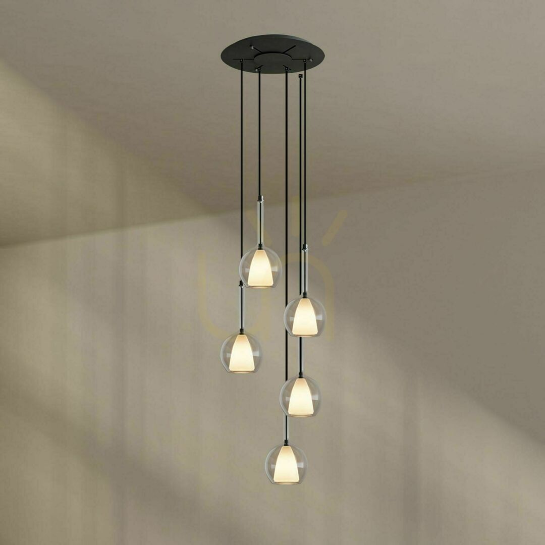 Előadás Csillár s.luce Belluna 5-lámpás üveg galérialámpa Ø60 cm Csillár s.luce Belluna 5-lámpás üveg galérialámpa Ø60 cm