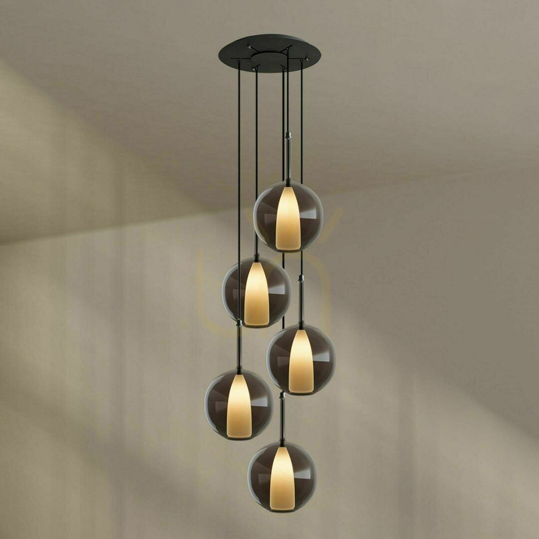 Kijelző Csillár s.luce Belluna 5-lámpás üveg galérialámpa Ø60 cm Csillár s.luce Belluna 5-lámpás üveg galérialámpa Ø60 cm