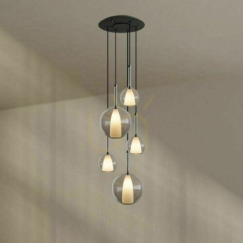 Jelölje be Csillár s.luce Belluna 5-lámpás átlátszó, minimalista, Ø 60 cm