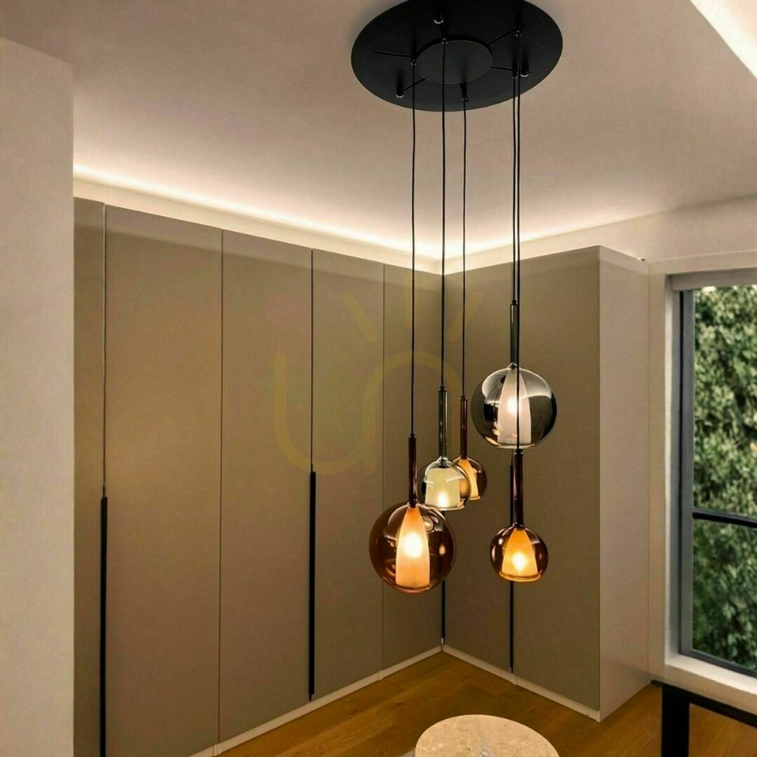 Előnézet Csillár s.luce Belluna 5-lámpás átlátszó, minimalista, Ø 60 cm Csillár s.luce Belluna 5-lámpás átlátszó, minimalista, Ø 60 cm