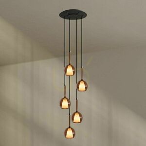 Csillár s.luce Belluna 5-lámpás barna üveg-fém, Ø60 cm small 1