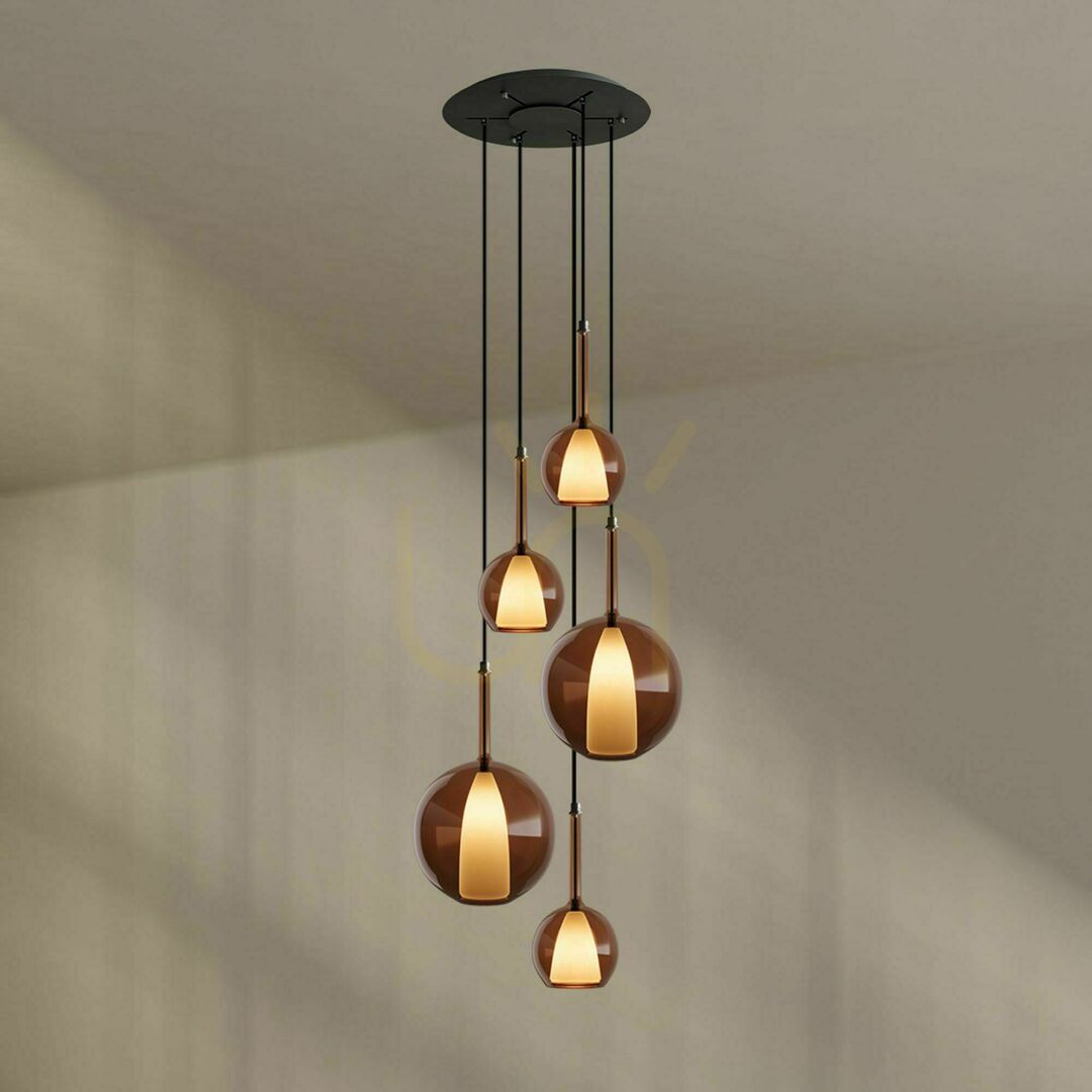 Előnézet Csillár s.luce Belluna 5 lámpás füstös üveg Ø60 cm, E14, dimmelhető Csillár s.luce Belluna 5 lámpás füstös üveg Ø60 cm, E14, dimmelhető