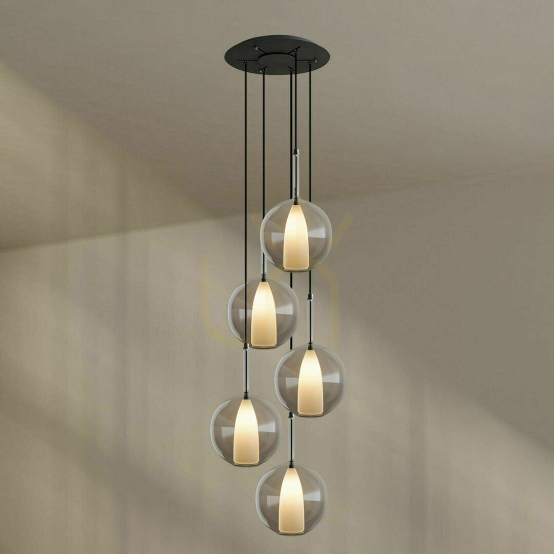 Előadás Csillár s.luce Belluna 5 lámpás füstös üveg Ø60 cm, E14, dimmelhető Csillár s.luce Belluna 5 lámpás füstös üveg Ø60 cm, E14, dimmelhető