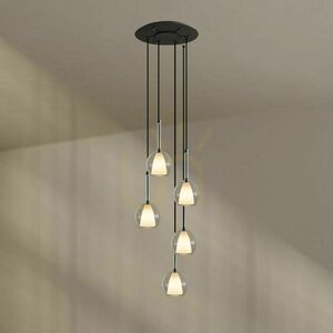 Csillár s.luce Belluna 5-lámpás üveg-fém, Ø60 cm, multiszínű, modern small 4