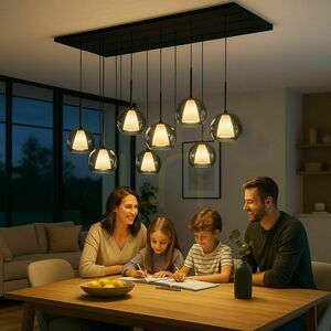 Függőlámpa s.luce Belluna 8-lámpás üveg átlátszó étkezőasztal fölé small 2