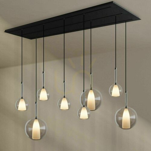 Jelölje be s.luce Belluna 8 fényforrásos függeszték, átlátszó üveg Ø 14/24 cm, 200 cm
