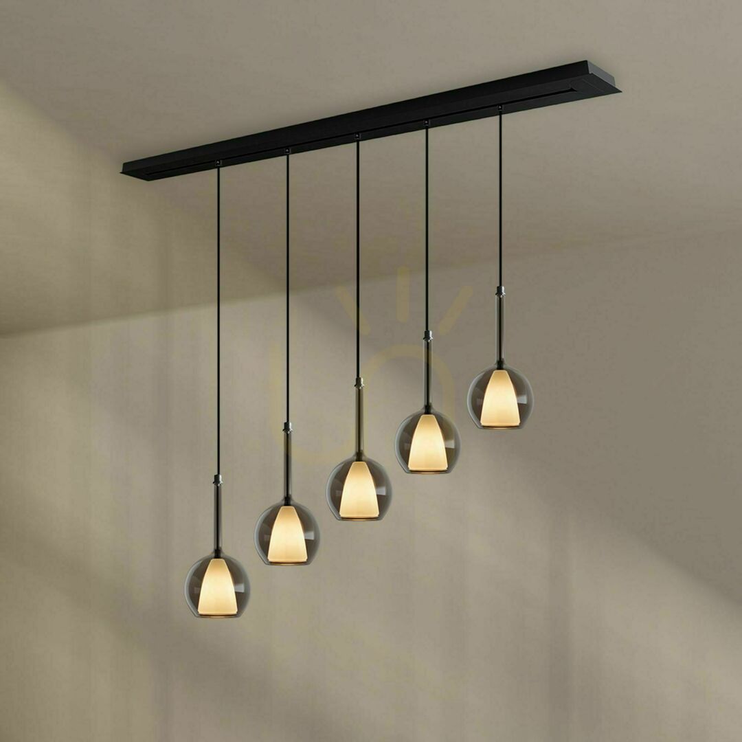 Kilátás Csillár s.luce Belluna 5 lámpás füstös üveg függőlámpa E14 Csillár s.luce Belluna 5 lámpás füstös üveg függőlámpa E14