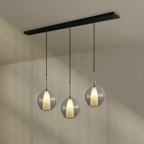 Jelölje be Függőlámpa s.luce Belluna 3×E27, átlátszó üveg, 160 cm-es tartó, búrák Ø 24 cm