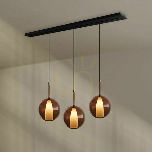 Jelölje be Csillár s.luce Belluna 3-lámpás barna üveg-fém modern E27 24 cm, dimmelhető