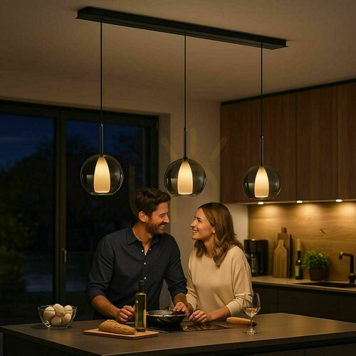 Jelölje be Csillár s.luce Belluna 3-lámpás barna üveg-fém modern E27 24 cm, dimmelhető