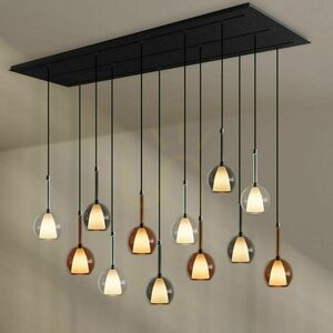 Csillár s.luce Belluna 12-ágú üveg-fém, 3 sor, 200 cm, modern, étkezőbe small 9