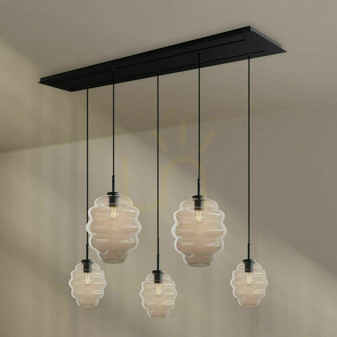 Jelölje be s.luce Echos 5-ös függesztett csillár barna üveg-fém, Ø18/25 cm s.luce Echos 5-ös függesztett csillár barna üveg-fém, Ø18/25 cm