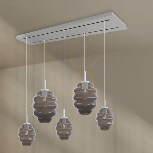 Jelölje be Függeszték s.luce Echos 190849, 5×E27, 160 cm, füstszínű üveg, fehér mennyezeti lap, Ø 18/25 cm
