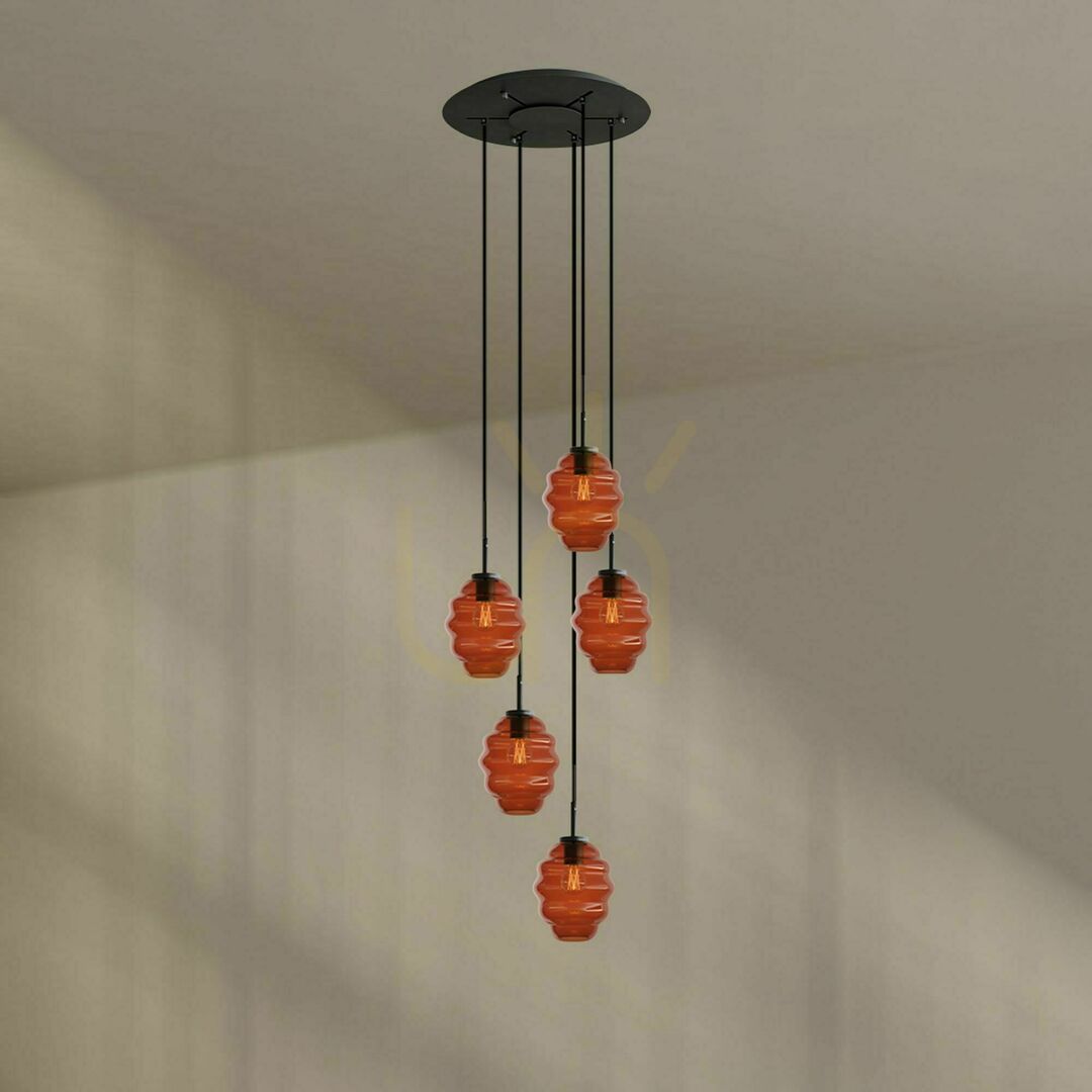 Kilátás Csillár s.luce Echos 5 karos átlátszó üveg, E27, Ø 60 cm, modern mennyezeti lámpa Csillár s.luce Echos 5 karos átlátszó üveg, E27, Ø 60 cm, modern mennyezeti lámpa