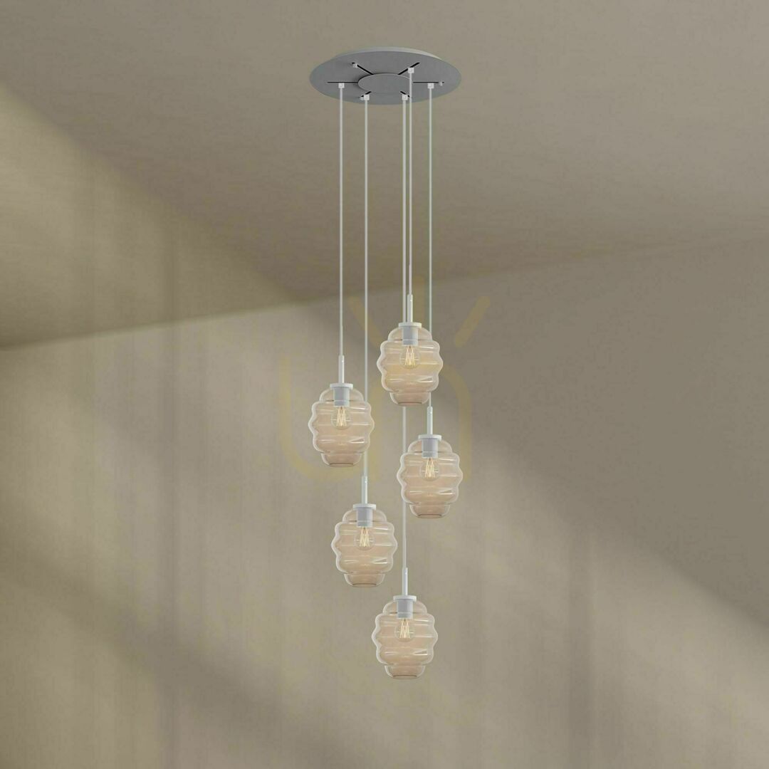 Kijelző Csillár s.luce Echos 5 karos átlátszó üveg, E27, Ø 60 cm, modern mennyezeti lámpa Csillár s.luce Echos 5 karos átlátszó üveg, E27, Ø 60 cm, modern mennyezeti lámpa