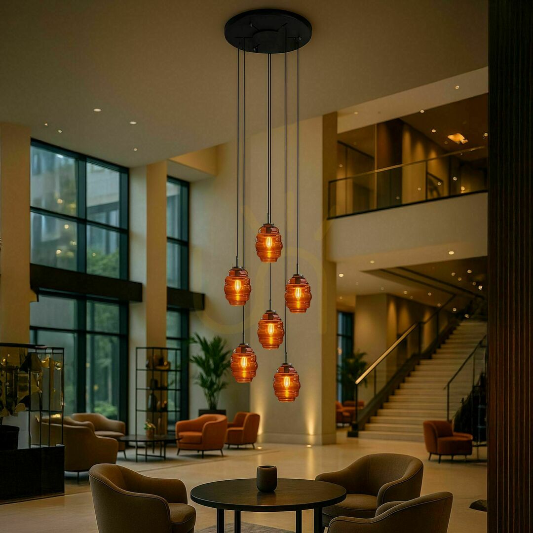 Jelölje be Csillár s.luce Echos 5 karos átlátszó üveg, E27, Ø 60 cm, modern mennyezeti lámpa Csillár s.luce Echos 5 karos átlátszó üveg, E27, Ø 60 cm, modern mennyezeti lámpa