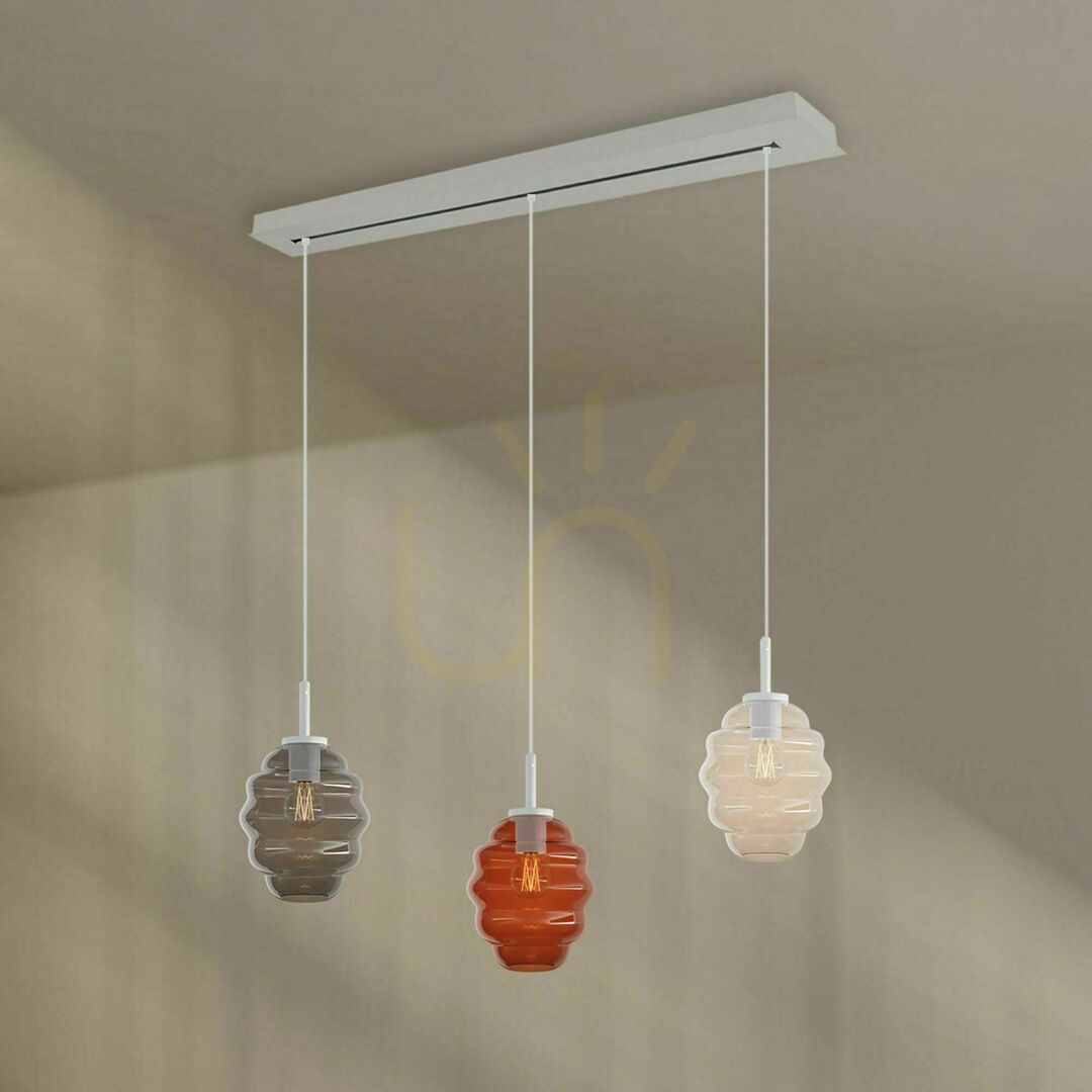 Előadás s.luce Echos 3 ágú fekete üveg függőlámpa E27 étkezőasztalhoz s.luce Echos 3 ágú fekete üveg függőlámpa E27 étkezőasztalhoz
