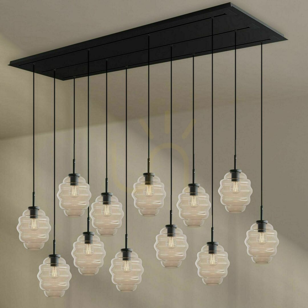 Kilátás Csillár s.luce Echos 12 karos étkezői lámpa, átlátszó üveg, Ø18 cm Csillár s.luce Echos 12 karos étkezői lámpa, átlátszó üveg, Ø18 cm