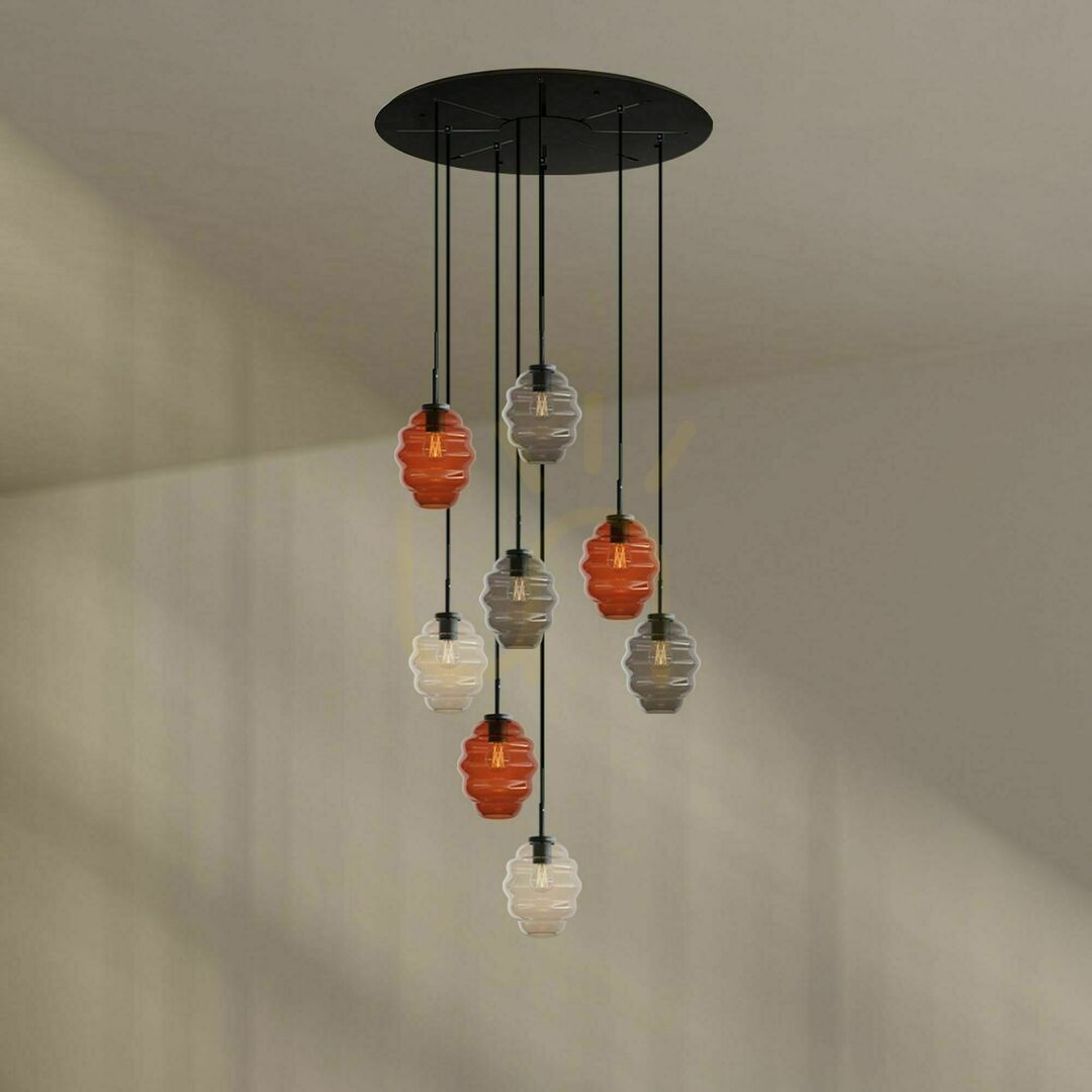 Előadás Csillár s.luce Echos 8 karos galériavilágító fekete üveg-fém, Ø80 cm Csillár s.luce Echos 8 karos galériavilágító fekete üveg-fém, Ø80 cm