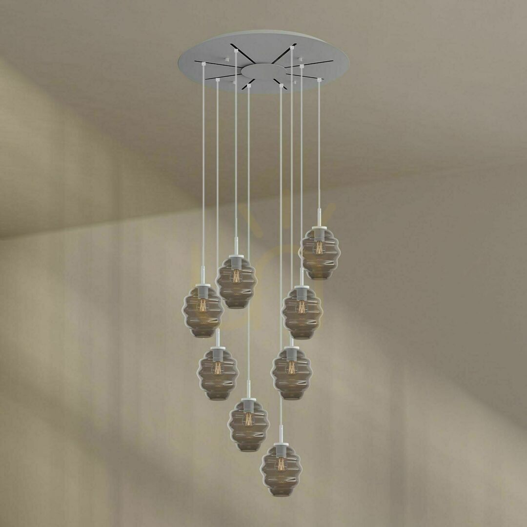 Kilátás Csillár s.luce Echos 8 karos galériavilágító fekete üveg-fém, Ø80 cm Csillár s.luce Echos 8 karos galériavilágító fekete üveg-fém, Ø80 cm
