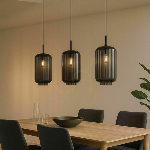 Jelölje be s.luce Velo 3 karos függőlámpa étkezőasztalhoz, üveg, átlátszó, E27, 18 cm