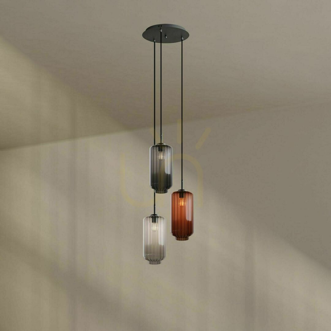 Jelölje be Csillár s.luce Velo 3 lámpás barna üveg-fém, E27, 18 cm Csillár s.luce Velo 3 lámpás barna üveg-fém, E27, 18 cm