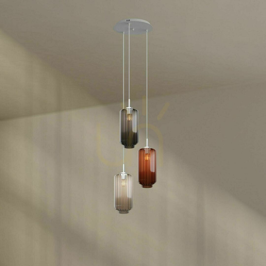 Előadás Csillár s.luce Velo 3 lámpás barna üveg-fém, E27, 18 cm Csillár s.luce Velo 3 lámpás barna üveg-fém, E27, 18 cm