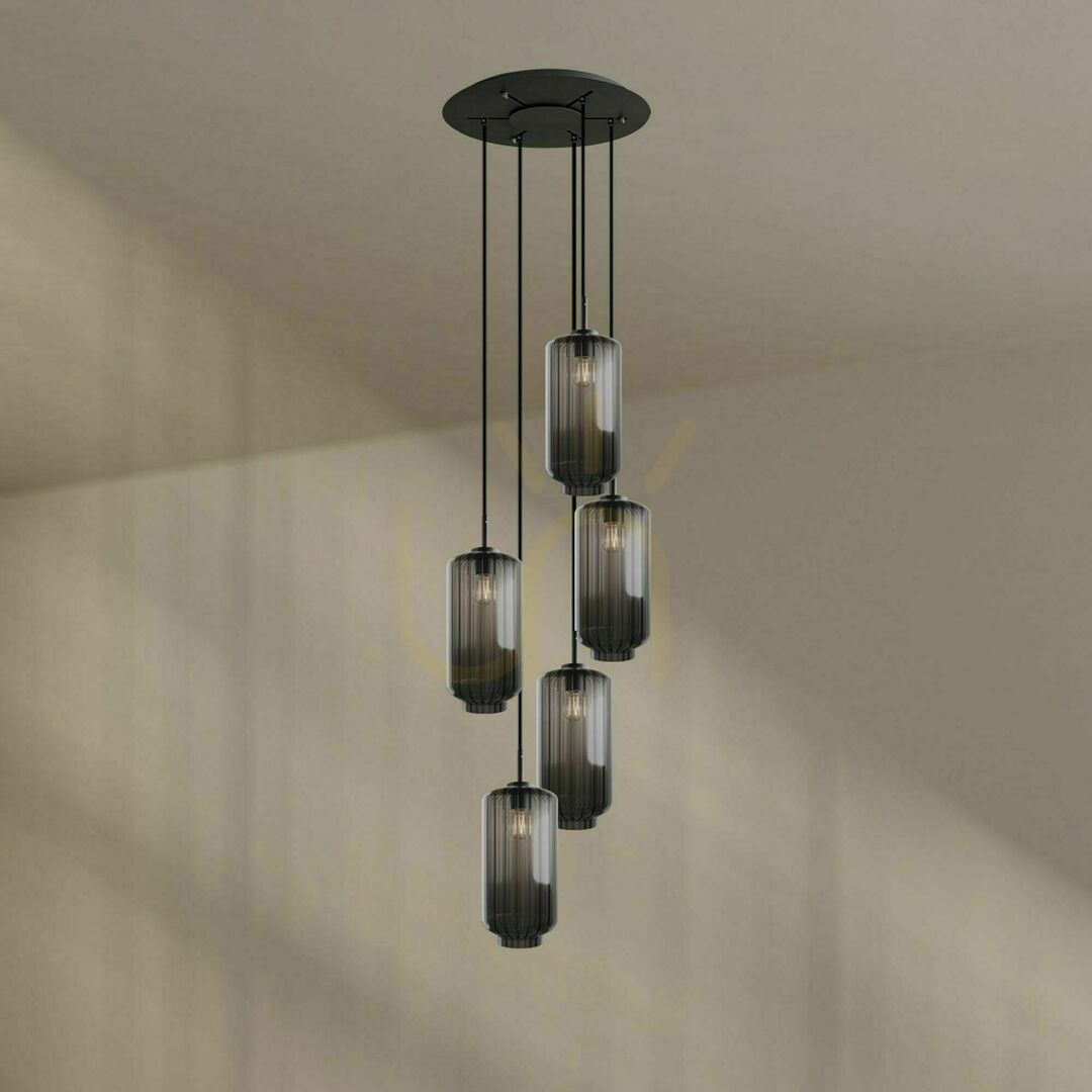Kijelző Csillár s.luce Velo 5 lámpás barna üveg-fém 18 cm Csillár s.luce Velo 5 lámpás barna üveg-fém 18 cm