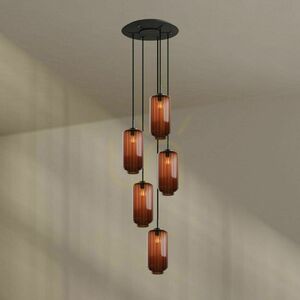Csillár s.luce Velo 5 karú barna üveg-fém galériavilágító Ø60 cm 1 Csillár s.luce Velo 5 karú barna üveg-fém galériavilágító Ø60 cm small 1