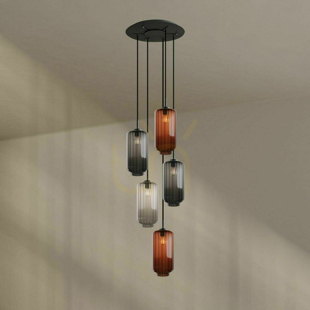 Jelölje be Csillár s.luce Velo 5 karú barna üveg-fém galériavilágító Ø60 cm Csillár s.luce Velo 5 karú barna üveg-fém galériavilágító Ø60 cm