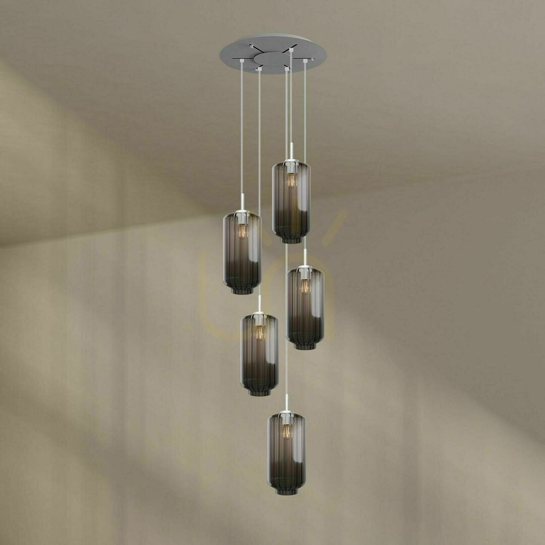 Kijelző Csillár s.luce Velo 5-ágú barna üveg-fém galériavilágító Ø60 cm Csillár s.luce Velo 5-ágú barna üveg-fém galériavilágító Ø60 cm