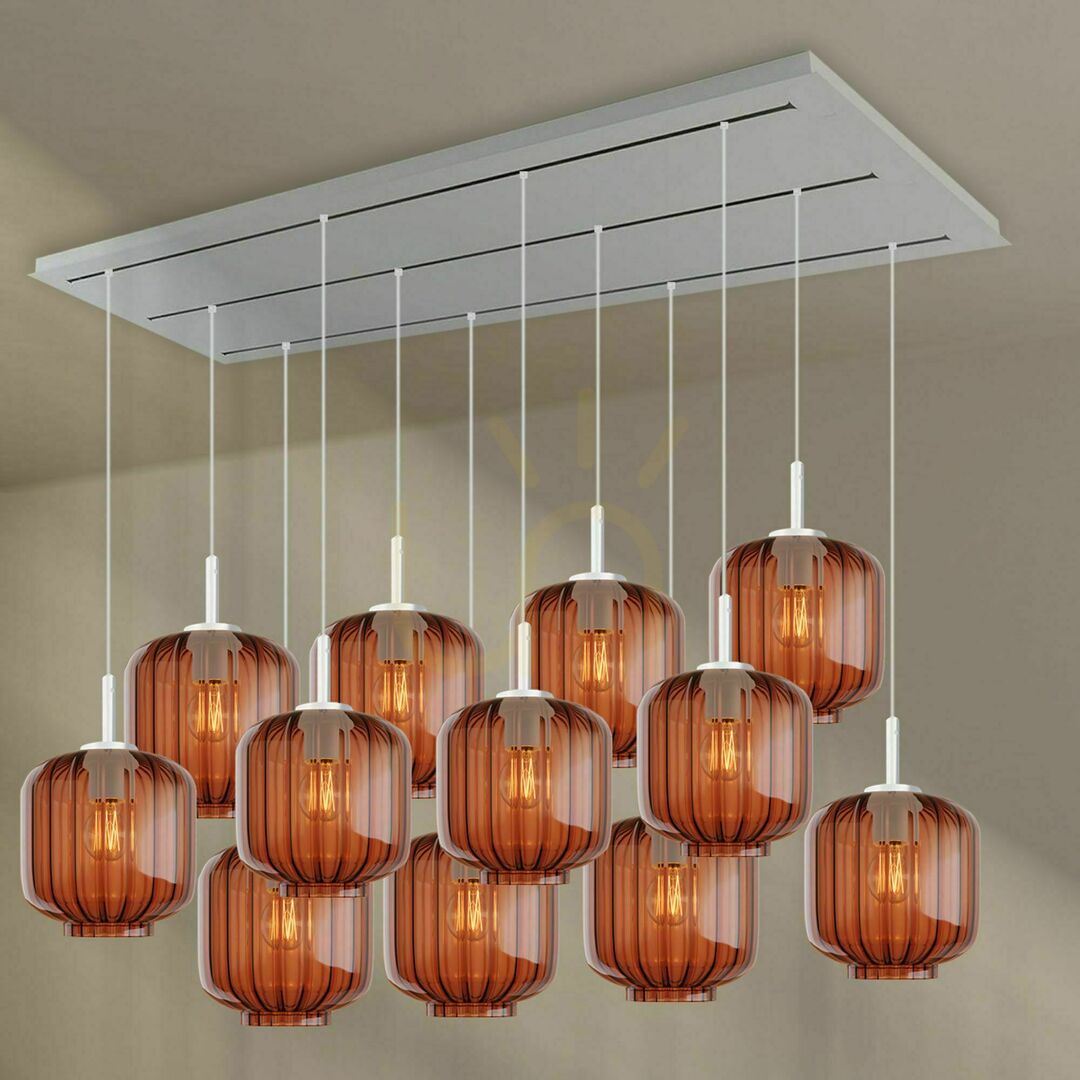 Jelölje be Csillár s.luce Velo 12-lámpás barna üveg-fém Ø 20 cm, 150 cm, dimmelhető Csillár s.luce Velo 12-lámpás barna üveg-fém Ø 20 cm, 150 cm, dimmelhető