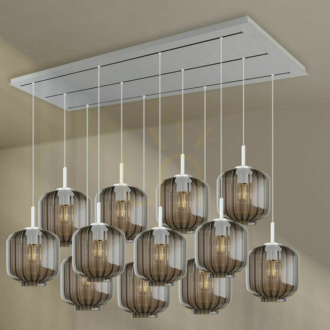Előnézet Csillár s.luce Velo 12-lámpás fehér üveg fém Ø20 cm, 150 cm, modern Csillár s.luce Velo 12-lámpás fehér üveg fém Ø20 cm, 150 cm, modern